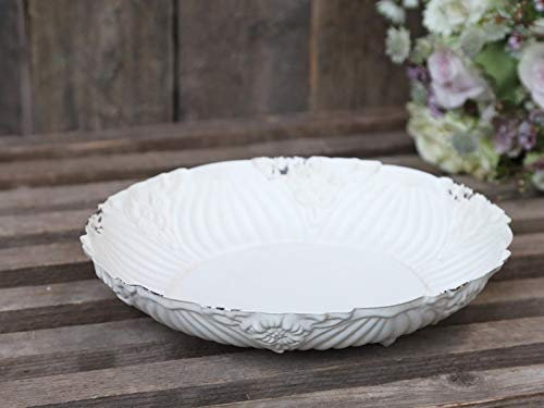 Chic Antique Teller Schale mit Dekor Shabby Chic Antik Tablett Ø22,5cm Creme