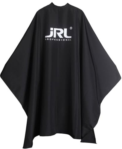 JRL Cape de coupe noire | Professional Cutting Cape | Fermeture Velcro pour barbier et coiffeur | Couleur noire, Noir , Estándar