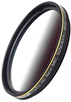 JONGSUN Filtre ND 58 mm, couleur douce dégradé gris neutre 18 couches, verre optique Schott B270, CSGND8 (0,9) 3 arrêts