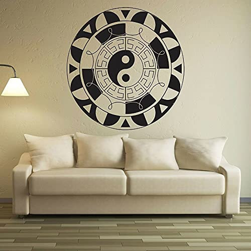 NSRJDSYT Blume Wand Vinyl Aufkleber Ornament Yoga Logo Ying Yang Zeichen Dekoration Zubehör Für Wohnzimmer Wandtattoo 74x77cm