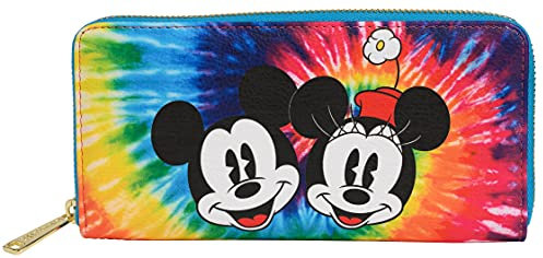 Loungefly Disney Mickey Minnie Mouse Tie Dye Wallet Zip Around Clutch