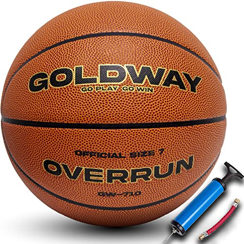 Goldway GW-710 Basketball Größe 7 mit Pumpe und Aufsatz | Erwachsenen-Basketball ab 14 Jahren | für den Innen- und Außenbereich | Sportgeschenk für Männer | Originalfarbe Basketbälle