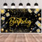 GRESATEK Schwarzes Gold Happy Birthday Banner, Geburtstag Party Deko, Extra Großes Poster Drinnen und Draußen, Geburtstagsdeko Hintergrund
