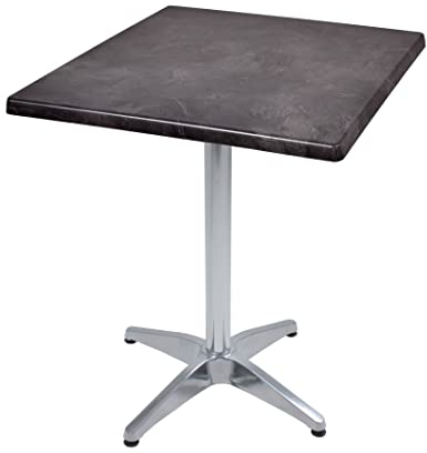 Dynamic24 Bistrotisch Set Dark Slate 70x70cm Tischgestell Alu blank Garten Tisch Gestell