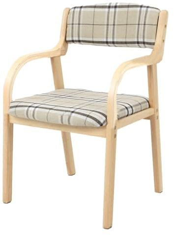 Esszimmerstühl Holz Moderner Polsterstuhl Mit Armlehne Für Büro, Stuhl Mit Hoher Rückenlehne Küchenstuhl Aus Leinen Für Wohnzimmer, Schlafzimmer, Restaurant (Color : Grid B)