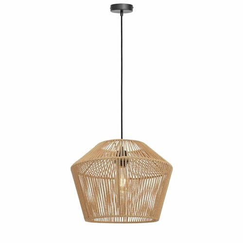 Light & Living Hängeleuchte Caspian - Braun/Schwarz - Ø40cm - Rund - Textilien - Hängelampe & Pendellampe - Lampe Wohnzimmer & Schlafzimmer - Pendelleuchte Esstisch