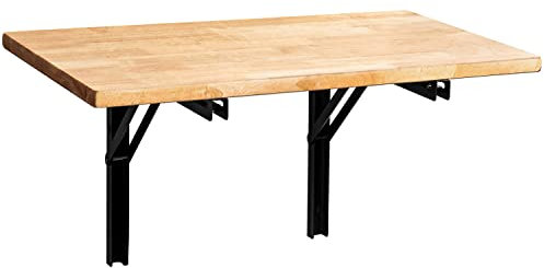 Wallmaster Wall Mounted Folding Workbench Heavy Duty Fold Down Table Utility Bench Solutions Laundry Shelf Wall Desk with Metal Shelf Bracket (47.24 x 19.68 x 24 Inch)