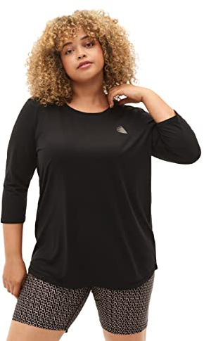 Zizzi Active by Damen Größe Größen Trainingstop 3/4 Ärmel Gr Gr S Black