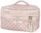 Grande trousse de maquillage matelassée Coquette - Trousse de maquillage de voyage pour femme - Pochette de maquillage matelassée - Esthétique - Trousse de toilette, C03-Lapin rose, 26