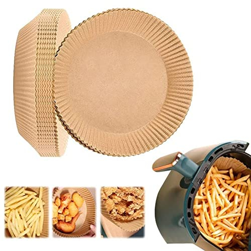 Papel de hornear para freidora de aire caliente, 16 cm, 50 unidades, papel pergamino, redondo, para sartén, horno, microondas, antiadherente, desechable, resistente al agua, resistente al aceite,