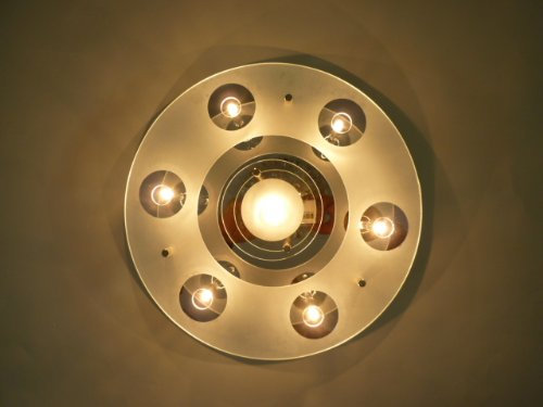 Dapo Halogen Glas-Decken-Leuchte KIRA 7 flammig 12 V Deckenlampe D: 32cm, H: 12cm Wandleuchte Glaslampe
