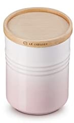 Le Creuset Stoneware Storage Jar with Wooden Lid, 10cm, 540ml, Shell Pink, 60825547770099