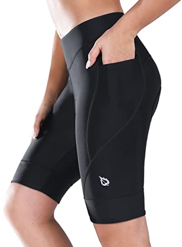 BALEAF Damen Radhosen 4D gepolstert Radfahren Spinning Straße Fahrrad Taschen breiter Bund UPF50+ Schwarz XL