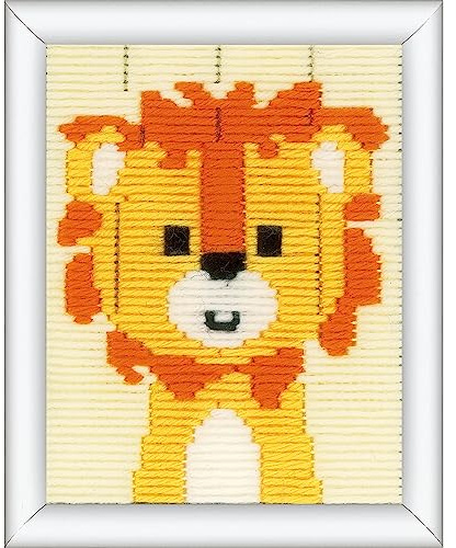Vervaco Cheeky Lion Launched Point, White, ca. 12.5 x 16 cm