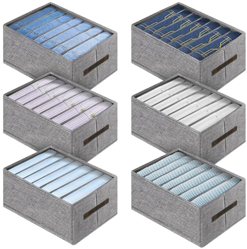 MULEVIP Kleiderschrank Organizer Mit 7 Gitter für Jeans, Hosen, T-Shirt, Hemd - Ordnungssystem Wardrobe 36 × 25 × 20cm