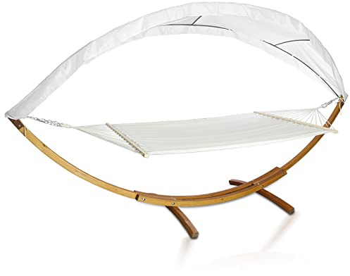 Izrielar Hängematte Hängemattengestell Outdoor, Holz wetterfest 200×150cm Belastbarkeit max. 200 kg für Garten Balkon Strand Camping
