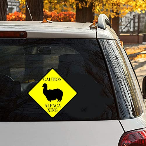 Yelolyio Alpaca Xing Aufkleber, Vinyl-Aufkleber, Vorsicht, Alpaka-Aufkleber, Tumbler-Aufkleber, Tier-Dekor, Vinyl-Aufkleber für Autos, LKWs, Fenster, Wände, Laptops, 15,2 cm (6 Zoll)