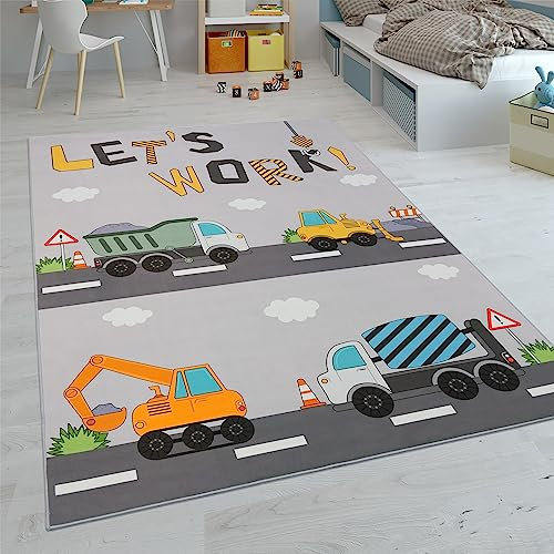 Paco Home Kinderteppich Teppich Kinderzimmer Spielteppich Junge Mädchen Modern rutschfest, Grösse:240x340 cm, Farbe:Grau 2