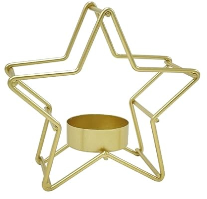 Kerzenhalterhalter Weihnachtsstern-Halter, schmiedeeiserner Kerzenständer, Kunsthandwerk, Ornament for Zuhause, Hochzeit, Geburtstag, Party, Desktop-Dekoration, Geschenk Kandelaber (Color : Gold)