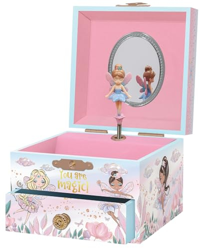 Boîte à Bijoux Musicale pour Filles - Boîte à Musique Fée pour Enfants avec Miroir, Cadeaux de Princesse pour Petites Filles, Boîtes à Bijoux, Cadeau d'Anniversaire pour Enfants - 3-10 ans, Rose