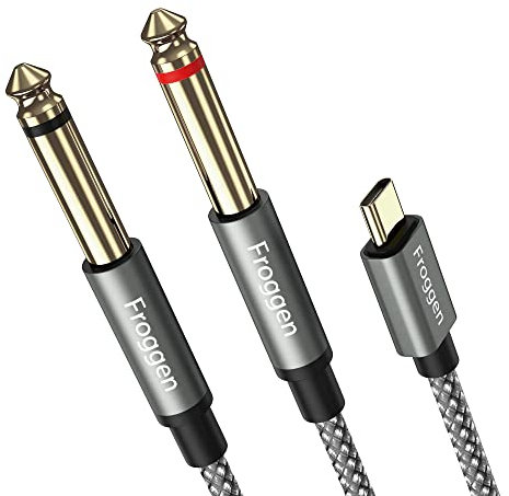 Câble répartiteur stéréo Y USB C vers double 6,35 mm 1/4, USB Type C vers double cordon audio TS 6,35 mm 1/4 pour iPhone 15 série, smartphone, tablette, ordinateur portable, amplificateur etc.