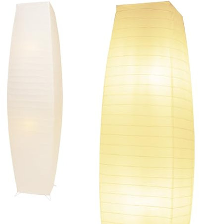 HonoDing Lampadaires en papier de 46 pouces de haut, Lampadaire Lampe en papier de style japonais, lampe en papier de riz avec affichage en papier blanc, interrupteur sur pied marche/arrêt (1PC)
