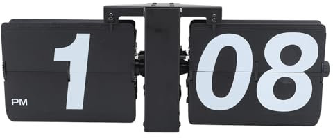 Fabater Flip Clock, Edelstahl und PVC, Automatisches Umblättern, Digitale Tischuhr für das Büro (Black #11)