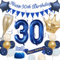 30 Geburtstagsdeko, Blau 30 Geburtstag Deko Männer Marineblau Gold Sand Weiß Luftballons Happy 30th Birthday Banner Nummer 30 Luftballons Krone Stern Luftballons Happy Birthday Schärpe Kuchenaufsatz