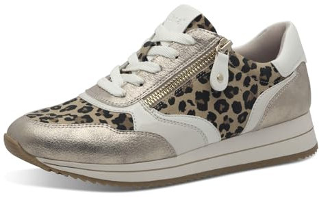 Jana Damen Sneaker flach mit Reißverschluss Vegan, Mehrfarbig (Leopard), 37 EU