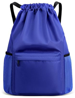 KUIZHEN Rucksack mit Kordelzug, Verstellbar Tunnelzug Gymsack, 47 * 36 * 17CM Turnbeutel Sportbeutel Damen Jungen, Hipster Gym Bag für Damen Herren Kinder mit Innentasche für Sport und Reisen(Blau)