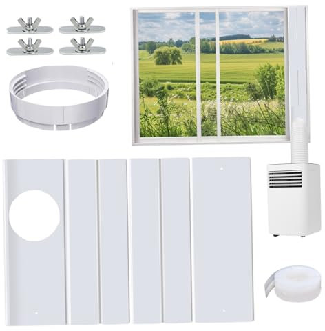 Csafyrt 4pcs/Establecer Kit de Ventana de Ventana de Aire Acondicionado portátil 4-In-1 Kit de Sello de Ventana de CA Ajustable para 5.9 y 5.1 Dia..Manguera de Escape de plástico