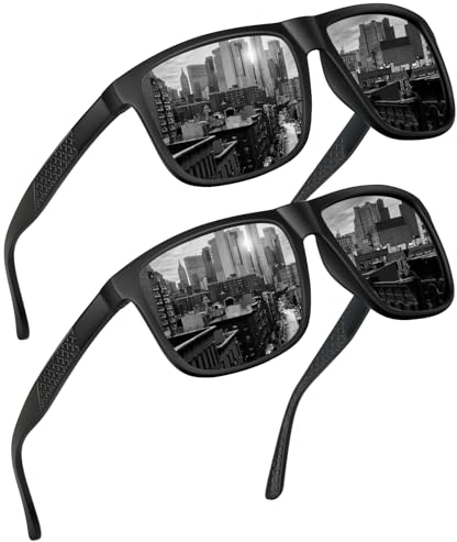 FLEERNIO Polarisierte Sonnenbrille Unisex UV400 Schutz für Damen und Herren - Set in Schwarz/Orange/Blau