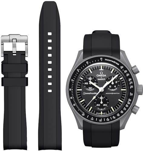 Armband für Omega Swatch Moonwatch, gebogenes Silikonarmband, kompatibel mit Omega X Swatch 20 mm Uhr, schnelles Ersatzband für Swatch Omega Moonswatch, keine Lücken, für Herren und Damen