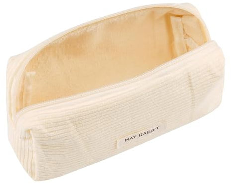 Criveple Mäppchen Cord-Stoff, Federmäppchen Mädchen Teenager, Federtasche mit praktischem Reißverschluss, Stiftetasche Schulmäppchen für Schulen, Büro, Reisen (Weiß)