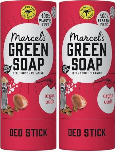 Marcel's Green Soap - Deodorant Stick - Argan & Oudh - Antitranspirant - 100% Umweltfreundlich - 100% Vegan - 97% Biologisch abbaubar - 40 gr (Packung mit 2)