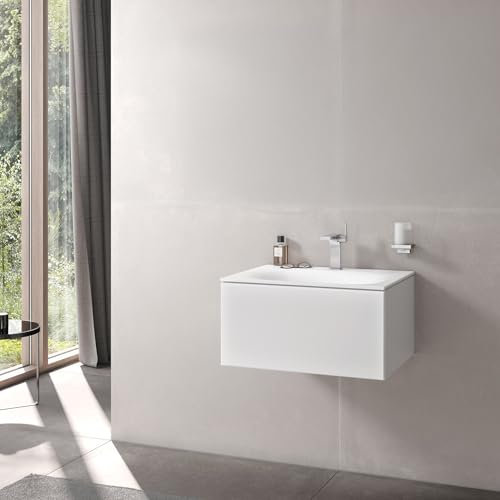 Keuco Badmöbelset Edition 11 mit Keramik-Waschtisch, 70 cm, Waschbecken mit Unterschrank, Badezimmer-Möbelset, Waschbecken und Unterbau seidenmatt-weiß