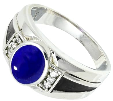 JEWELFORCE 925 Sterling Silber Lapislazuli-Edelstein-Ring für Herren und Damen, Stein-Bandring, Ring aller Größen, handgefertigter Schmuck JSR-1166BV_51 (16.2)
