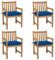Homgoday Gartenstühle 4 Stück mit Kissen Blau Massiv Teak, Stühle für den Außenbereich, Gartenmöbel Gartenmöbel Terrasse Möbel Modell 3073029