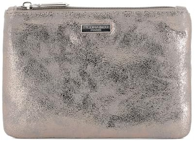 Flora & Co - Grand Portefeuille Porte-Monnaie Femme Irisé - Petite Pochette Plate Brillante Multifonction - Trousse de Rangement - Souple et Léger - Taupe Métal