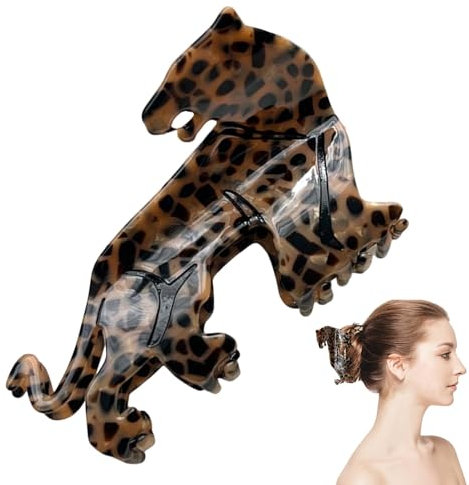 Pinza de pelo de leopardo con forma de perro salchicha - Pinza de pelo mediana con forma de perro | Pasador antideslizante para el pelo | Accesorios de acetato para el pelo de cachorros | Pinza de