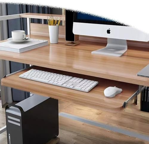 IMUNKT Cassetto per Tastiera Estraibile sotto Scrivania, Vassoio per Tastiera Scorrevole, 54/60/70x27cm, Supporto Tastiera per Scrivania E Tavolo PC, Porta Mouse(Walnut,21x11 (54x27cm))