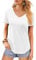 Elesomo Womens Tops Summer Short Sleeve Shirts Cotton V Neck Tunic Blouses, White L