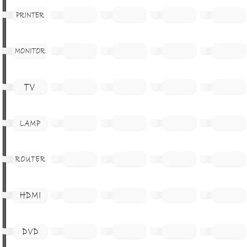 Trilancer Etichette per Cavi di Grandi Dimensioni, per Organizzare i Cavi e Distinguerli, Etichette e Tag colore bianco per Fili Riutilizzabili - 35 PZ