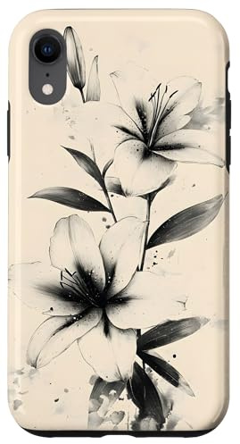 Schwarze und weiße Lilie Hülle für iPhone XR