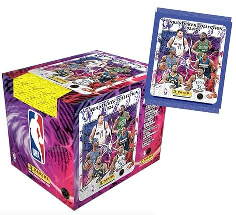 NBA Sticker & Trading Card Kollektion 2024/2025 | Display mit 36 Tüten | Offizielles Panini-Set | 5 Sticker + 1 Card pro Tüte