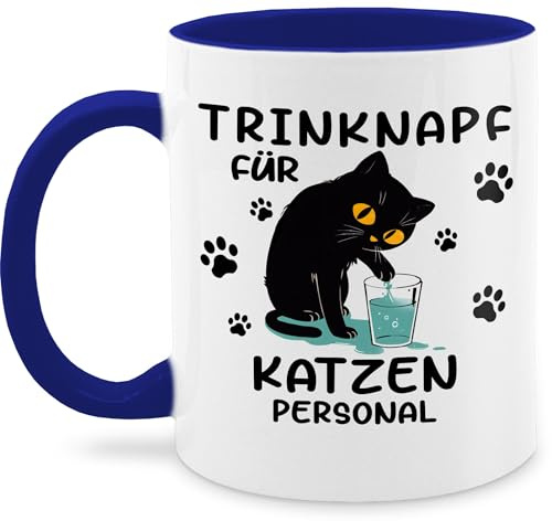 Tassen 325ml - Trinknapf für Katzenpersonal I Katzen Tasse lustig mit Spruch Katze Geschenke für Katzenmamas I Katzenliebhaber Geschenk Katzenpapa Geschenk Cat Mom - 325 ml - Dunkelblau - lover