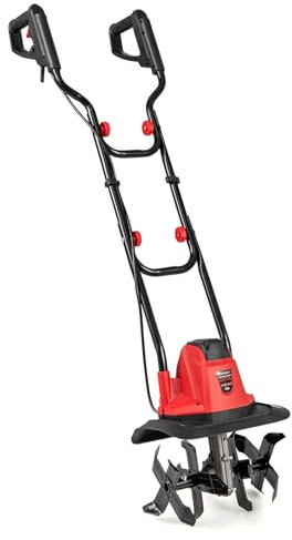 COSTWAY Motoculteur Électrique Filaire Pliable de 10 A, Outil de Jardinage Largeur de Travail de 32 cm et Profondeur de 22 cm Verrouillage de Sécurité, pour Labourage de la Pelouse (Rouge)