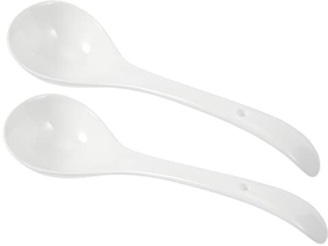 1 Set Extra Ceramic Soup Spoons Heavy Duty Deep Porcelain Spoons for Serving Soup Porridge and Dessert for Home Restaurant and Canteen Use