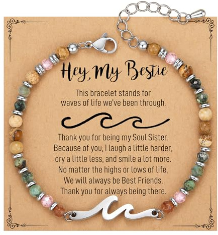 TONY & SANDY Best Friend Friendship Gifts for Women, Wave Friendship Bracelets, Bestie Best Friend Birthday Gifts for Women Female BFF Graduation Her Christmas Easter Teen Adult Mothers Day