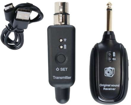 ACOLY Adaptador convertidor de micrófono inalámbrico A811, transmisor y receptor de 30 m de alcance, 2,4 GHz, sistema inalámbrico para mezclador de audio, guitarra eléctrica